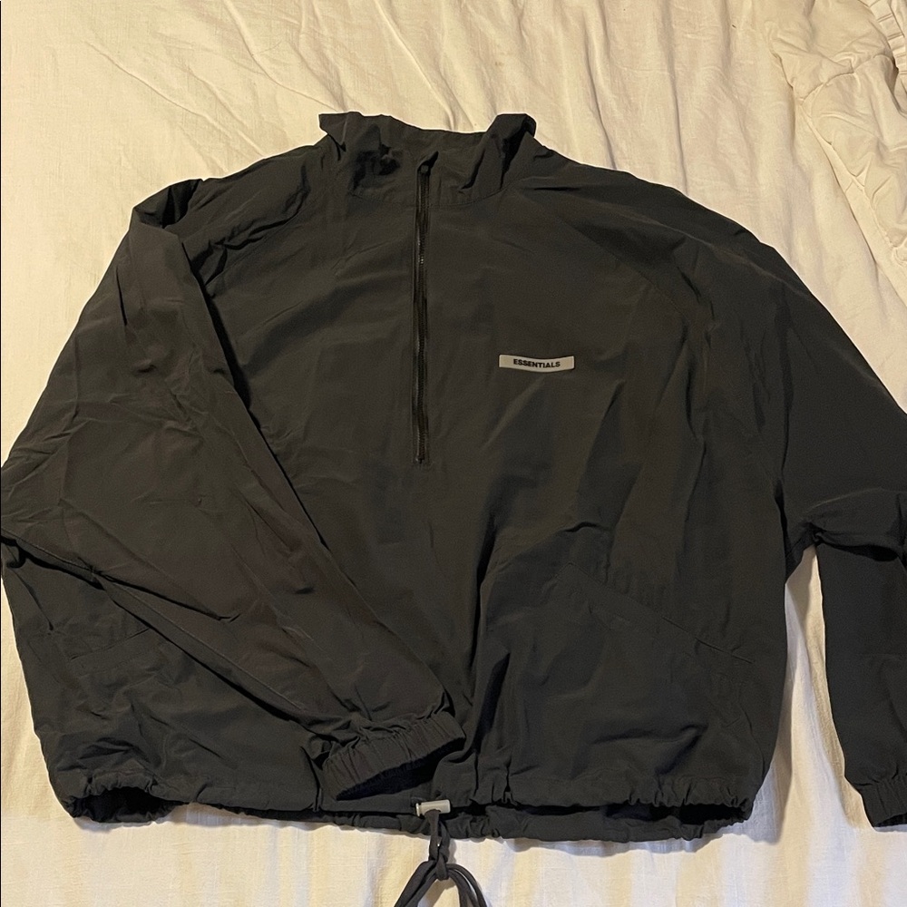 Essentials Fear of God Black Windbreaker Jacket